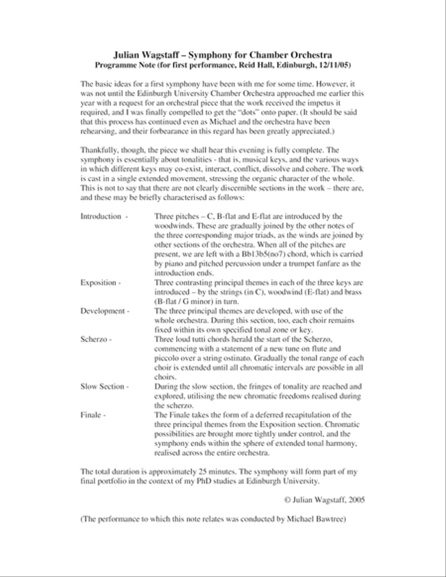 Symphony for Chamber Orchestra (instrumental parts) Chamber Orchestra scores gallery preview page 4