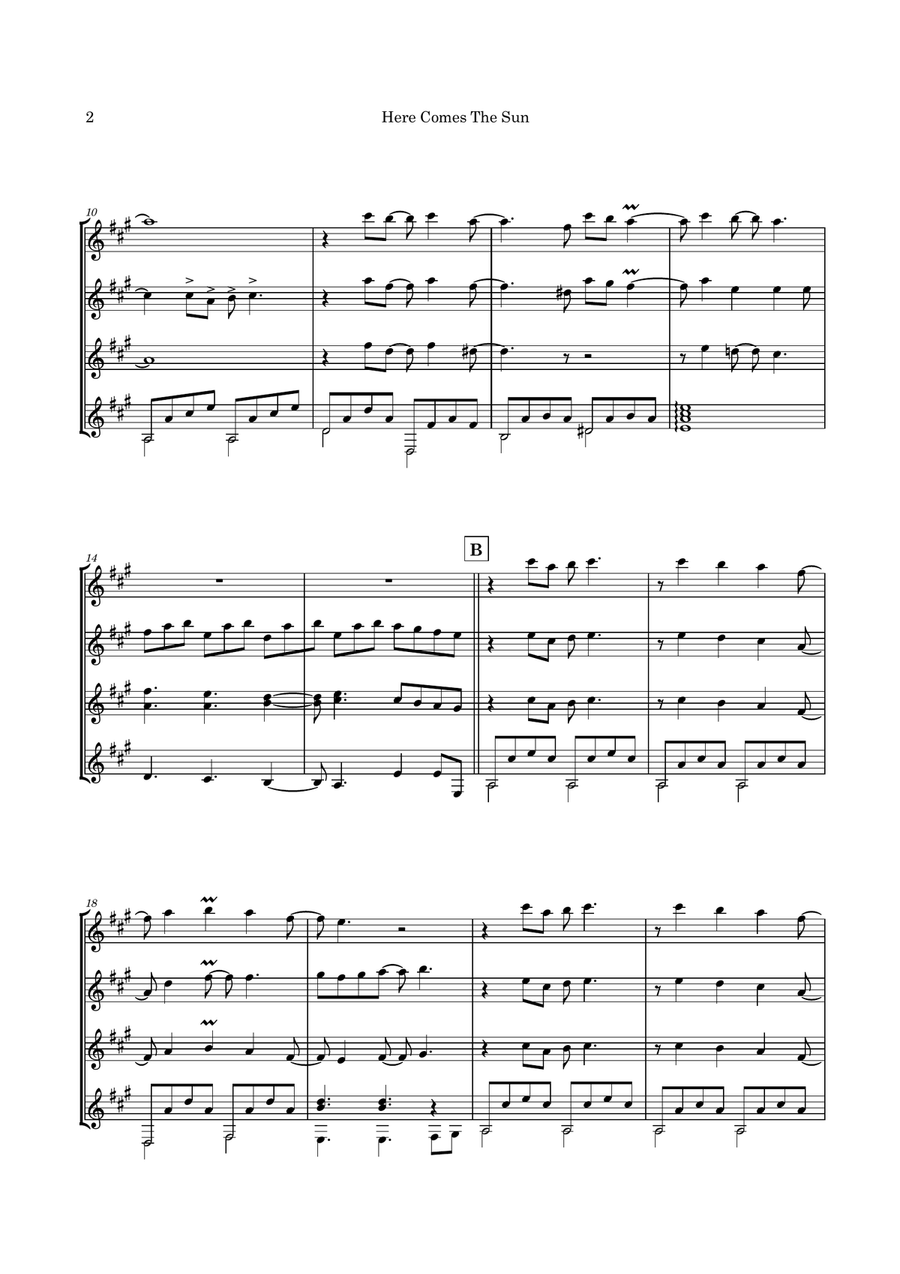 Here Comes The Sun Guitar Ensemble scores gallery preview page 5