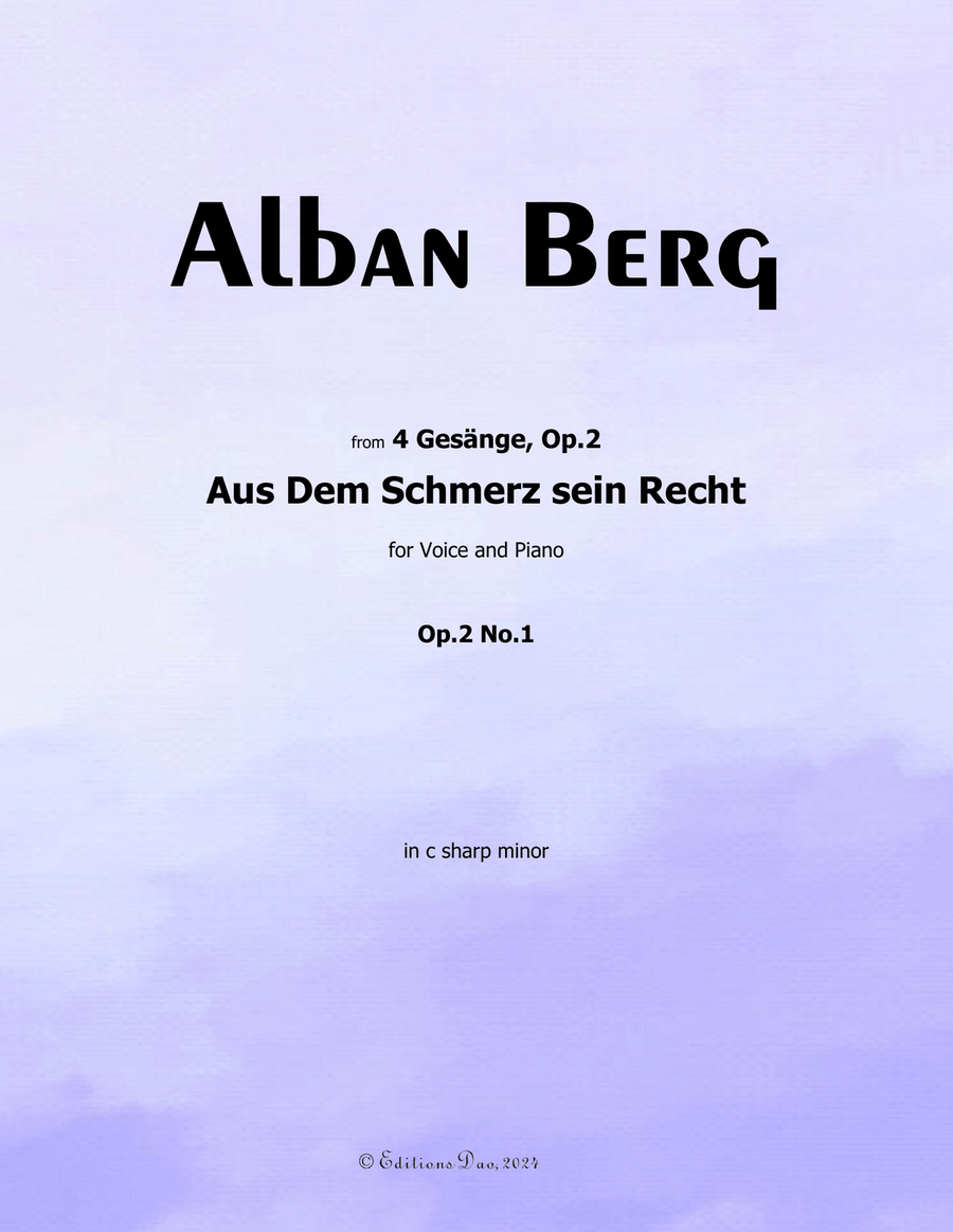Aus Dem Schmerz sein Recht, by Alban Berg, in c sharp minor Voice scores gallery preview page 1