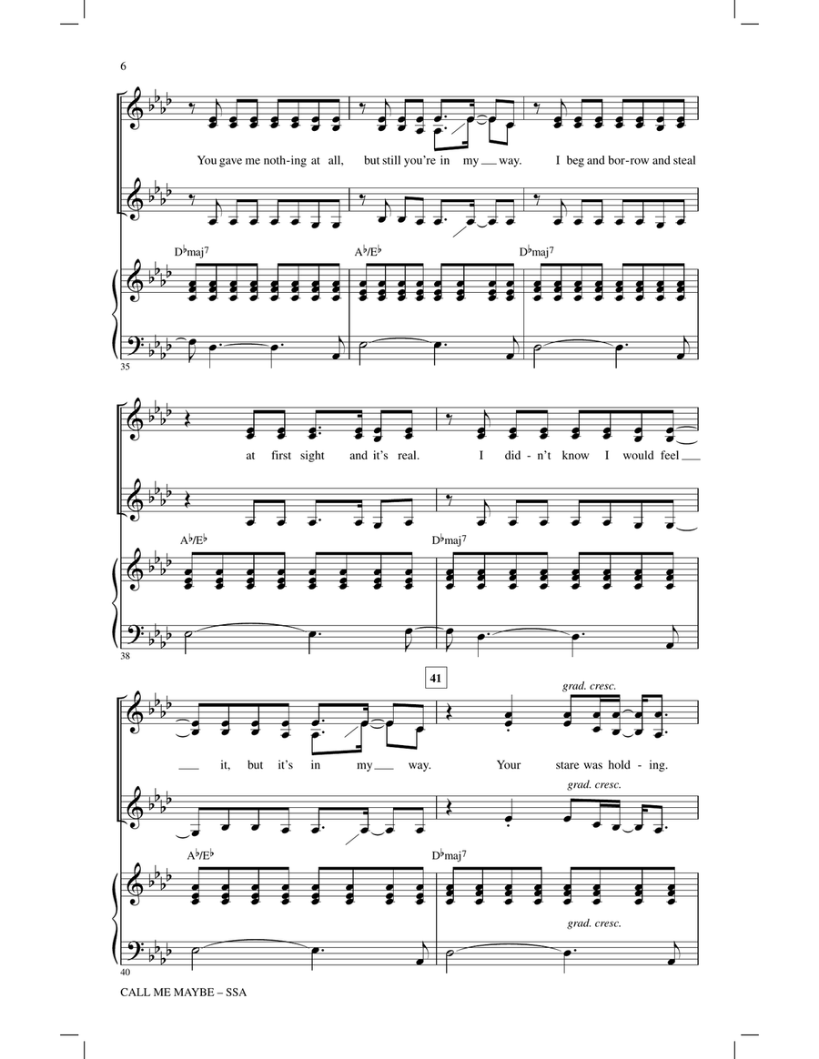 Call Me Maybe SSA scores gallery preview page 5