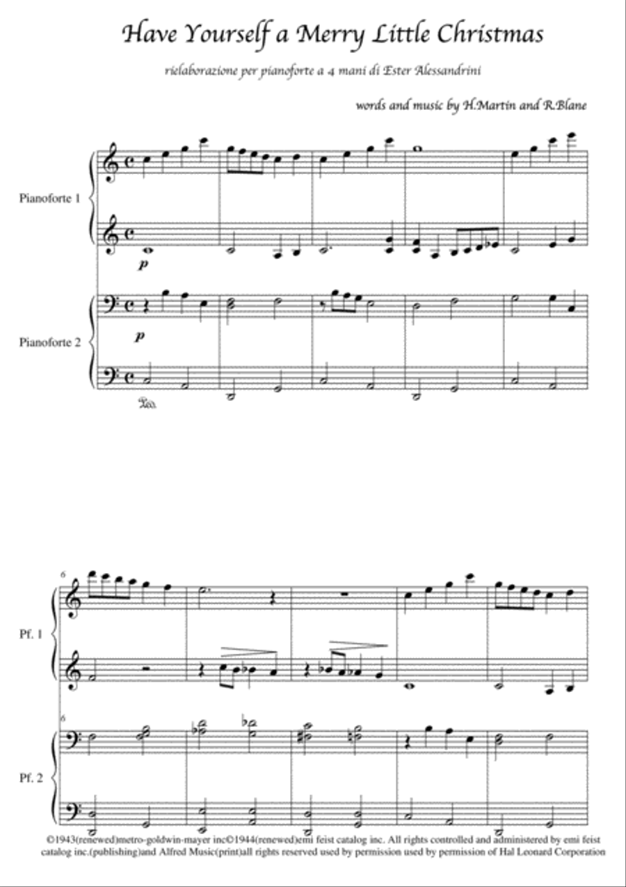Have Yourself A Merry Little Christmas from MEET ME IN ST. LOUIS Piano scores gallery preview page 1