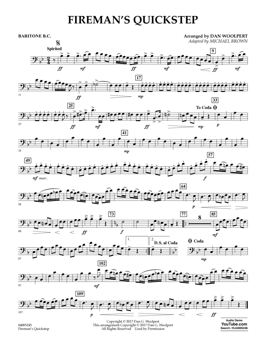 Fireman's Quickstep - Baritone B.C. Baritone Horn BC scores gallery preview page 1