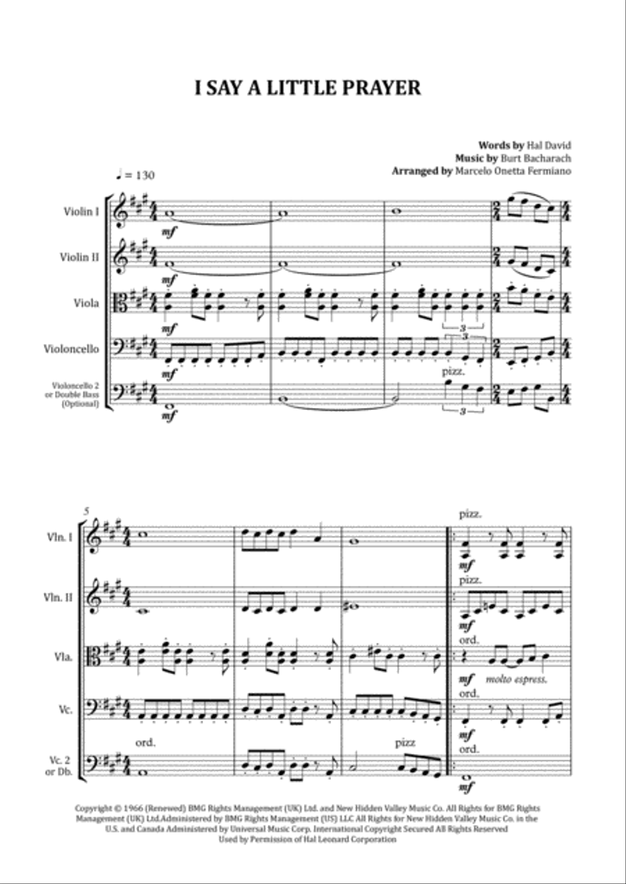 I Say A Little Prayer String Quartet scores gallery preview page 4