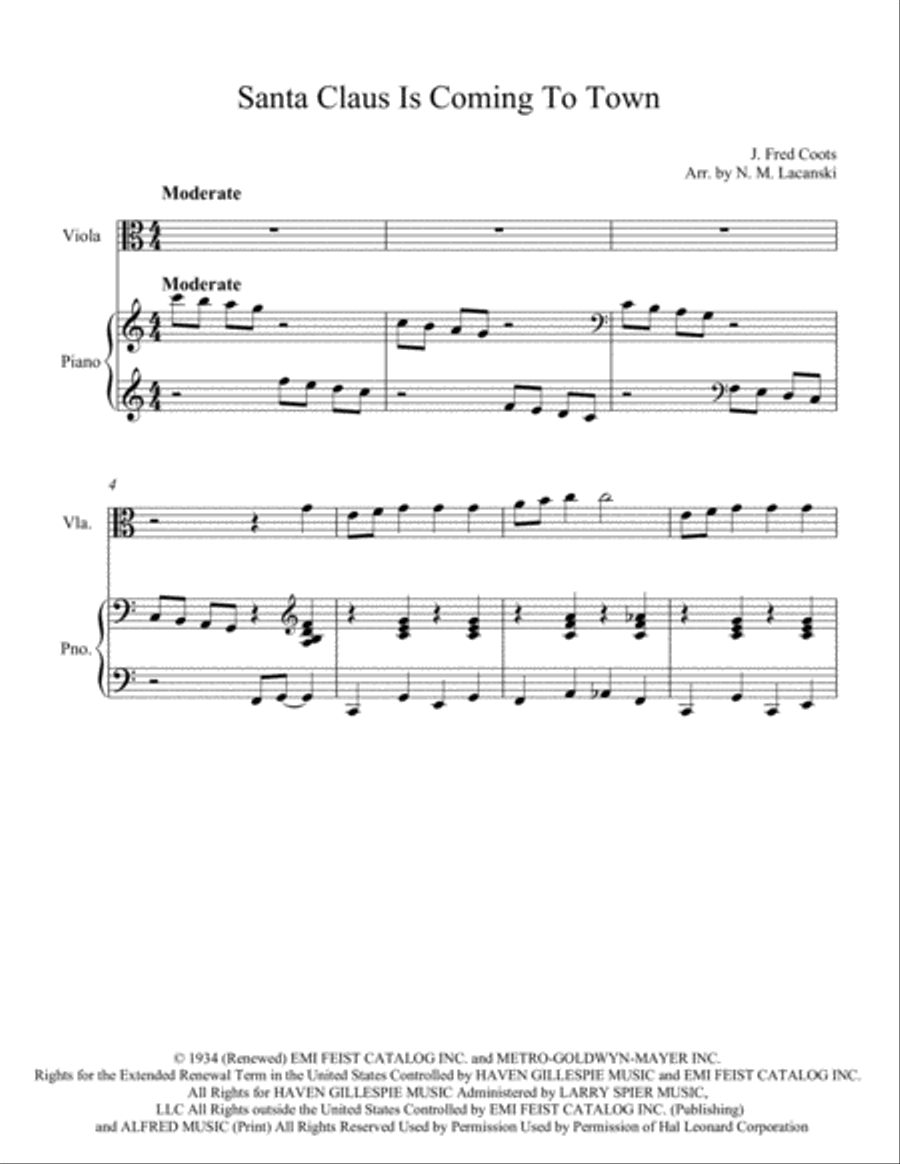 Santa Claus Is Comin' To Town Viola scores gallery preview page 2