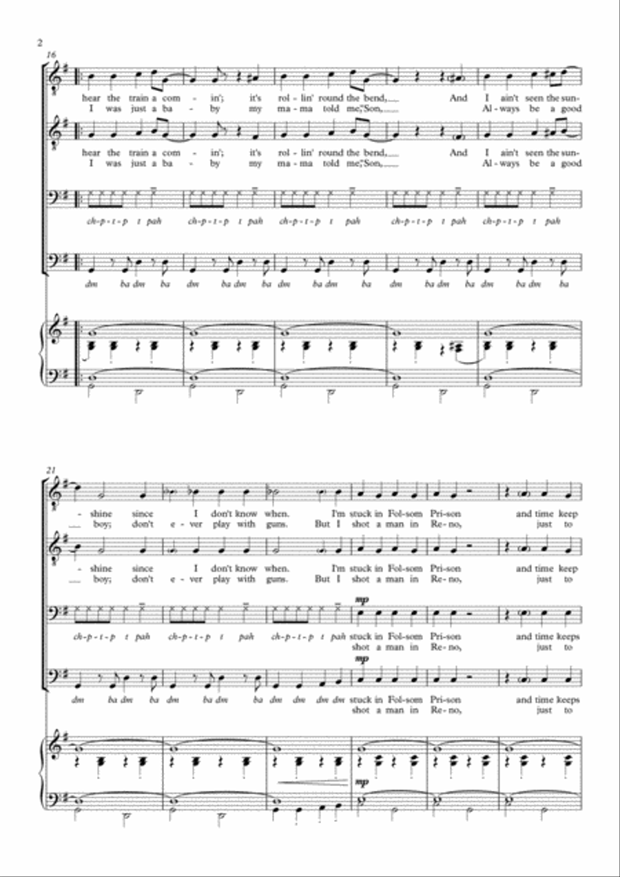 Folsom Prison Blues TTBB scores gallery preview page 4