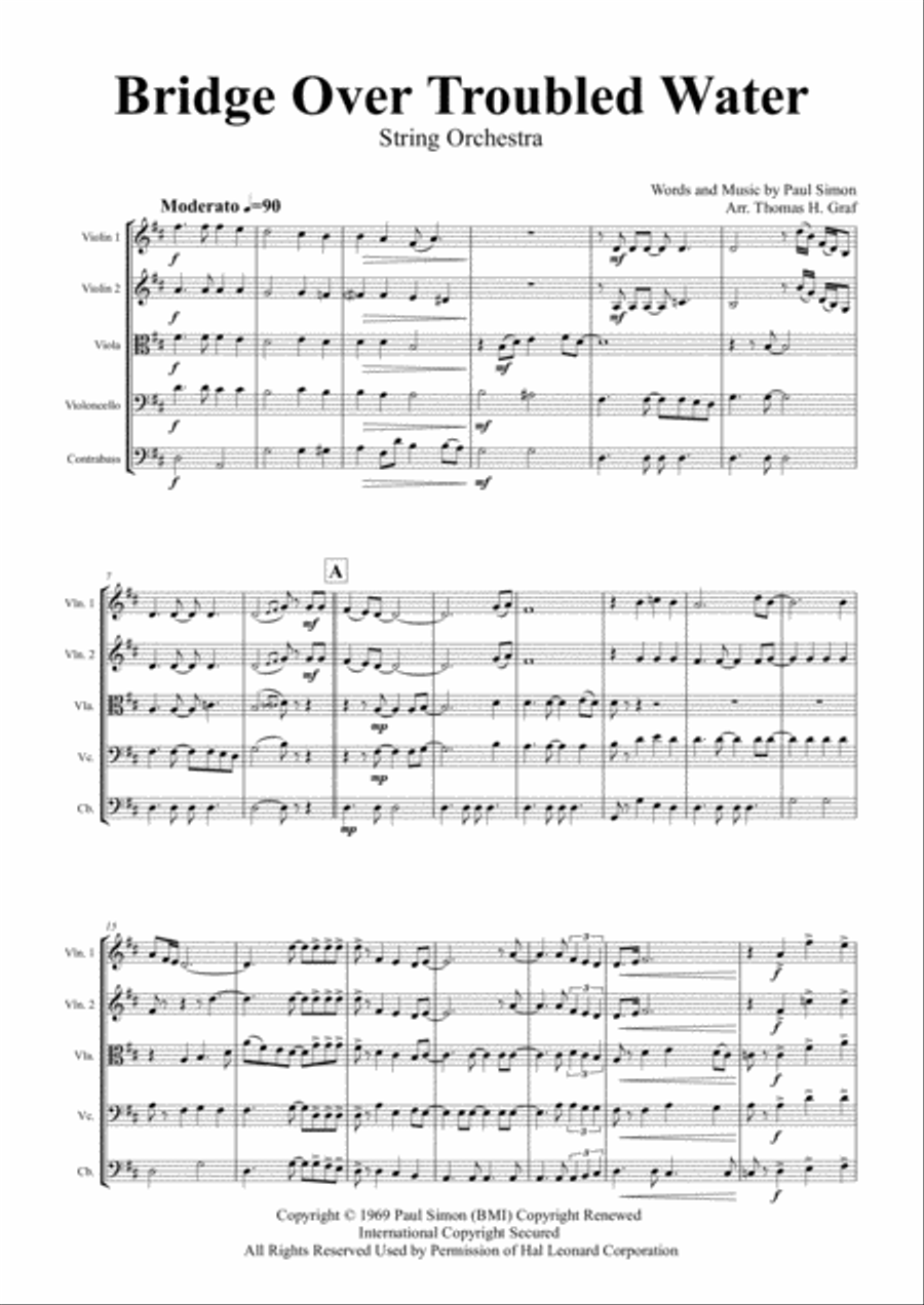 Bridge Over Troubled Water String Orchestra scores gallery preview page 1
