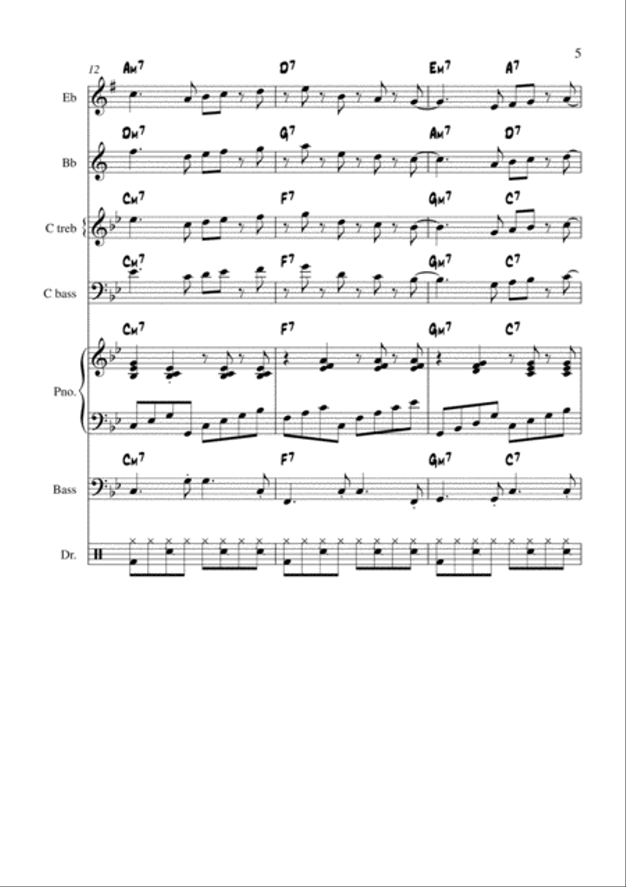God Rest Ye Merry Gentlemen (bossa) Jazz Ensemble scores gallery preview page 5