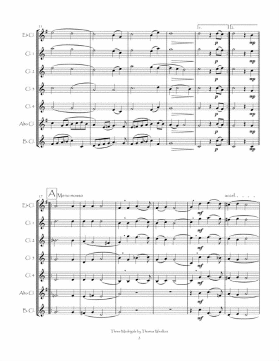 Three Weelkes Madrigals for Clarinet Choir Clarinet Choir scores gallery preview page 5