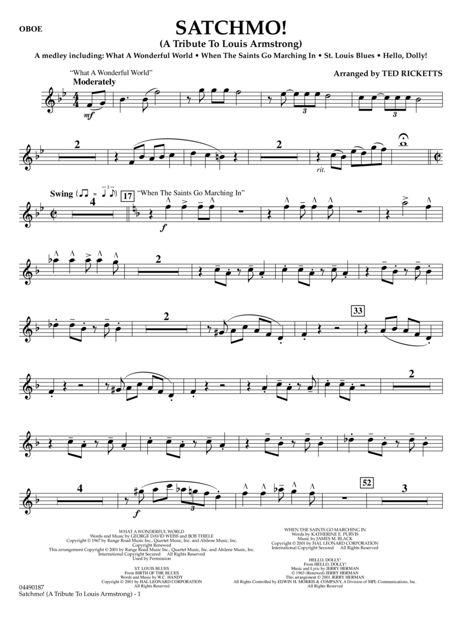 Satchmo A Tribute to Louis Armstrong arr. Ted Ricketts Oboe