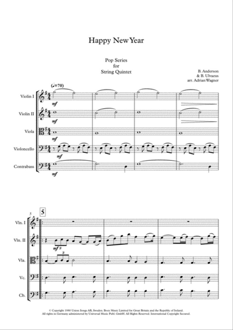 Happy New Year String Quintet scores gallery preview page 3