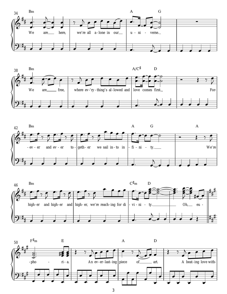 Euphoria Easy Piano scores gallery preview page 3