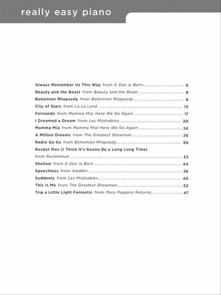 Really Easy Piano – Movie Musicals Easy Piano scores gallery preview page 3