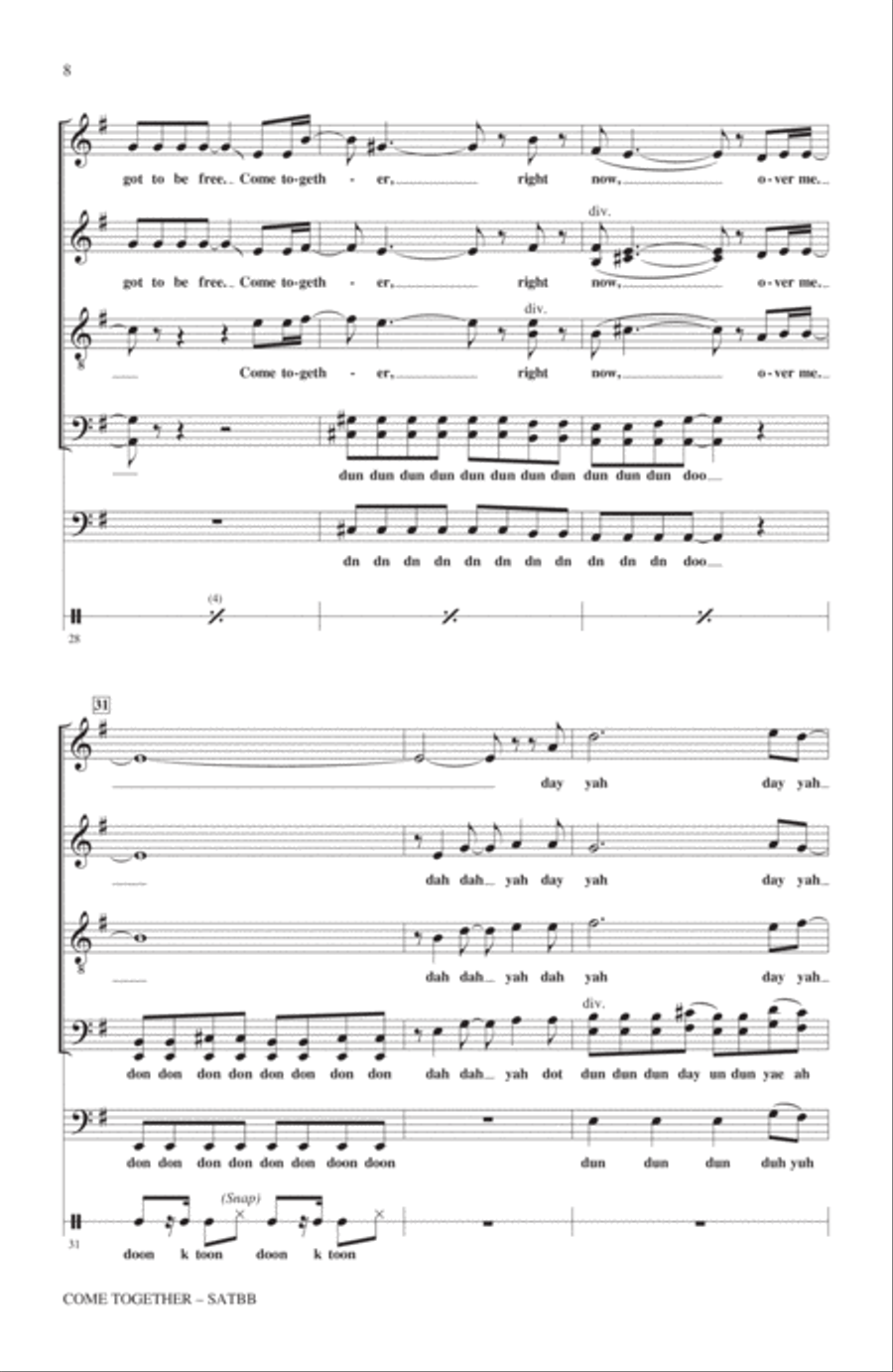 Come Together 4-Part scores gallery preview page 6