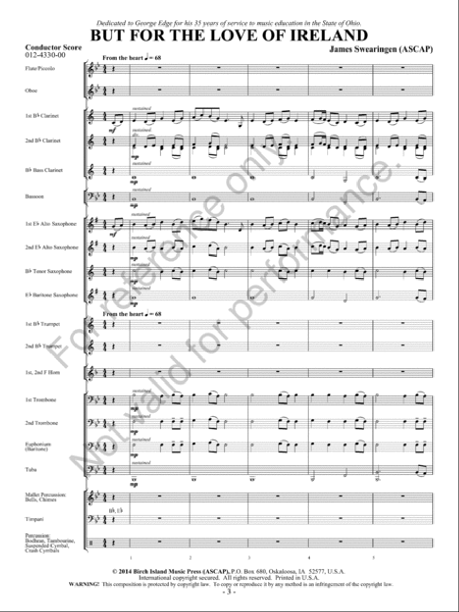 But For The Love Of Ireland Concert Band scores gallery preview page 4