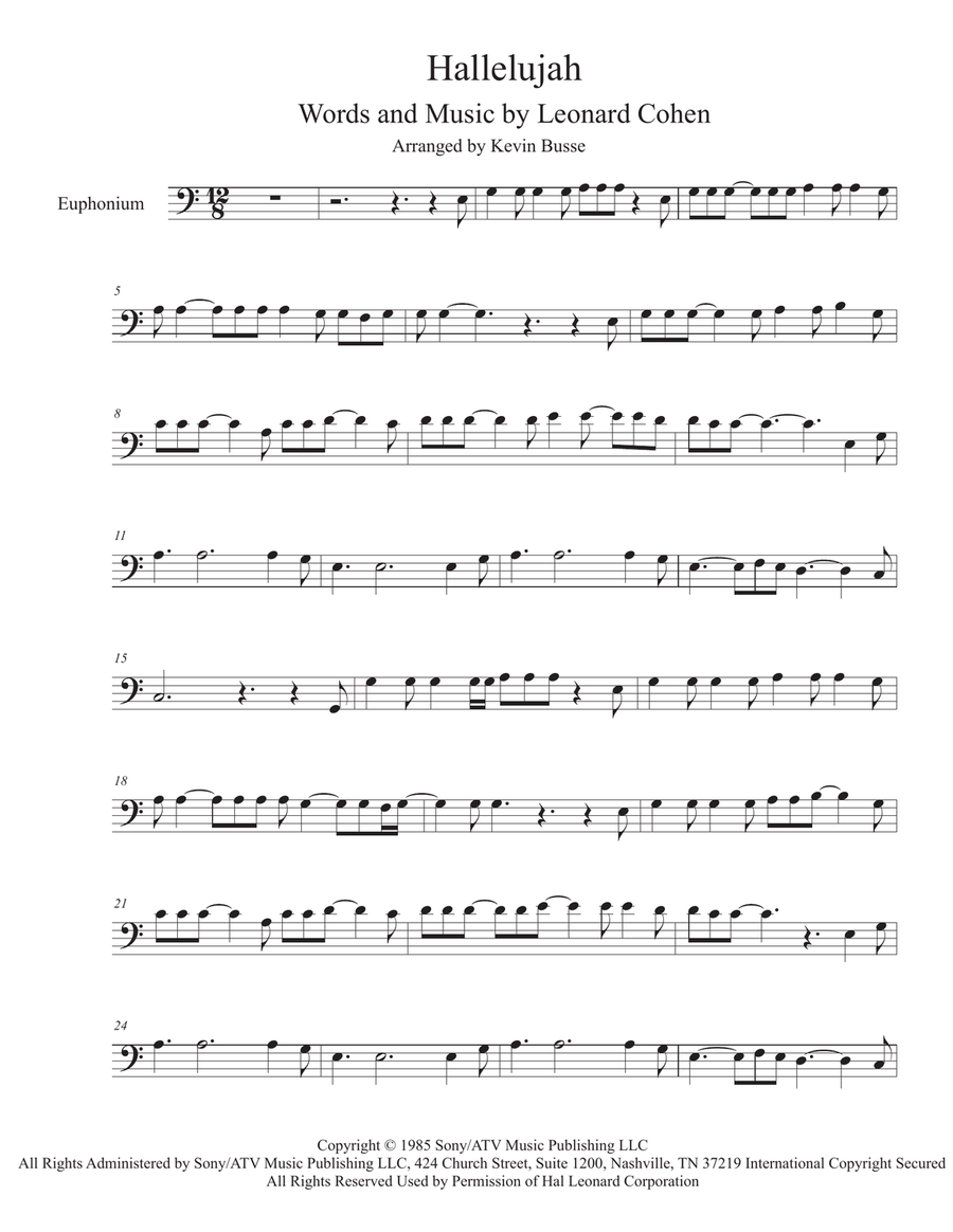 Hallelujah Euphonium scores gallery preview page 1