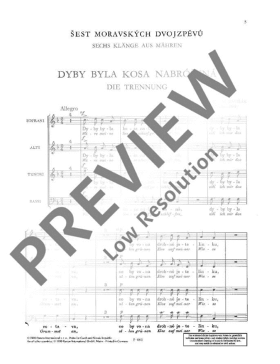 Six Moravian Songs Mixed Choir scores gallery preview page 6