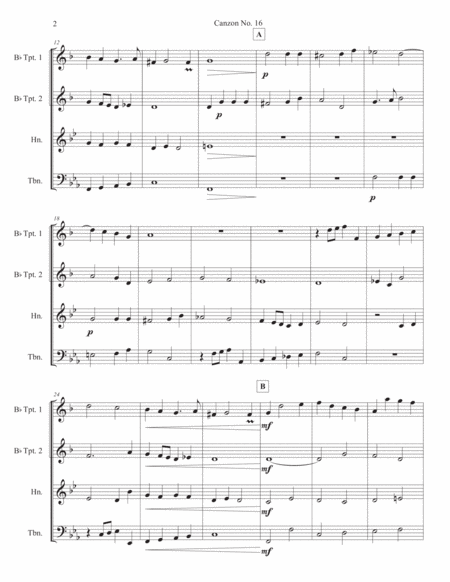 "Canzon No. 16" for Brass Quartet - Giovanni Battista Grillo image number null