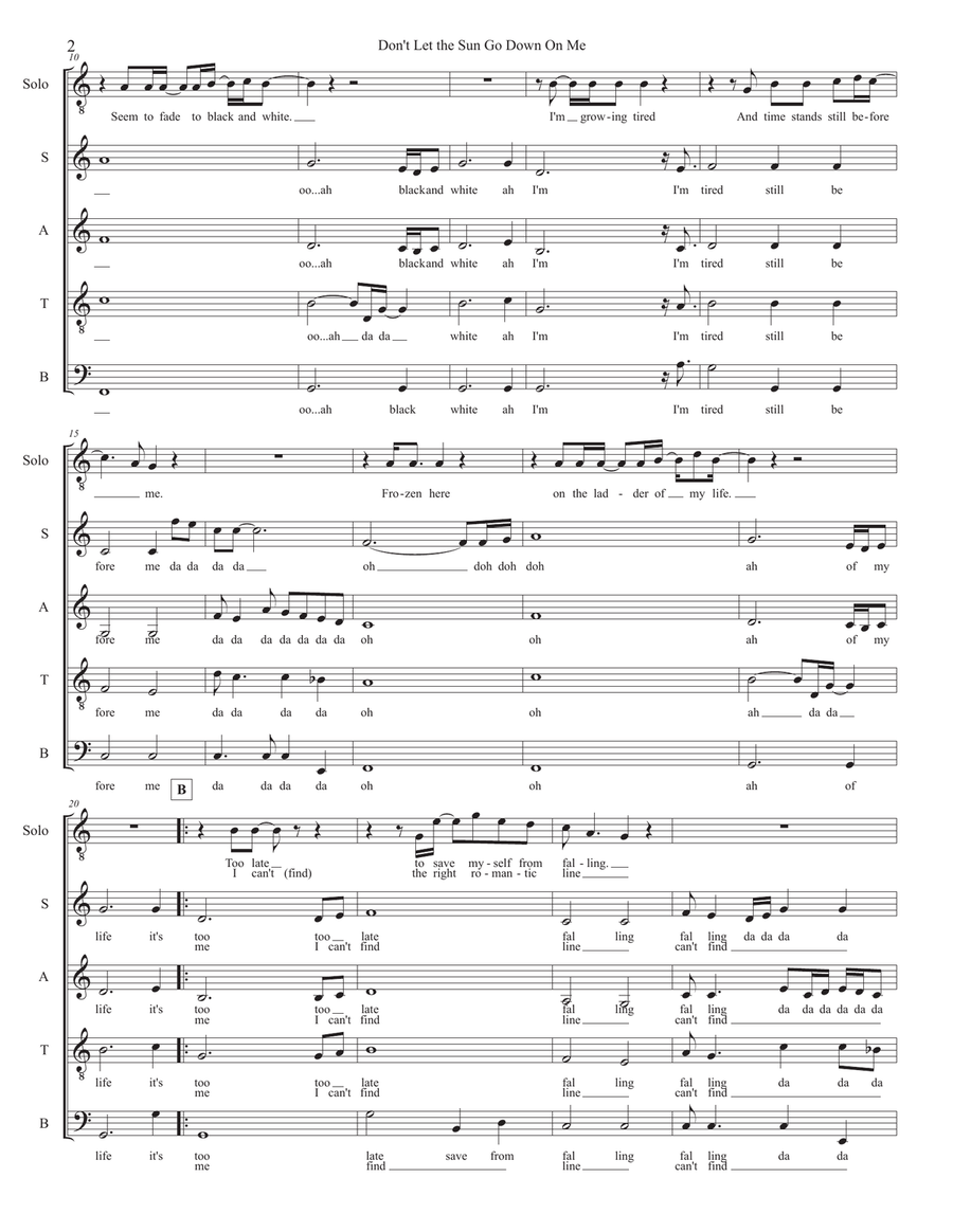 Don't Let The Sun Go Down On Me 4-Part scores gallery preview page 2