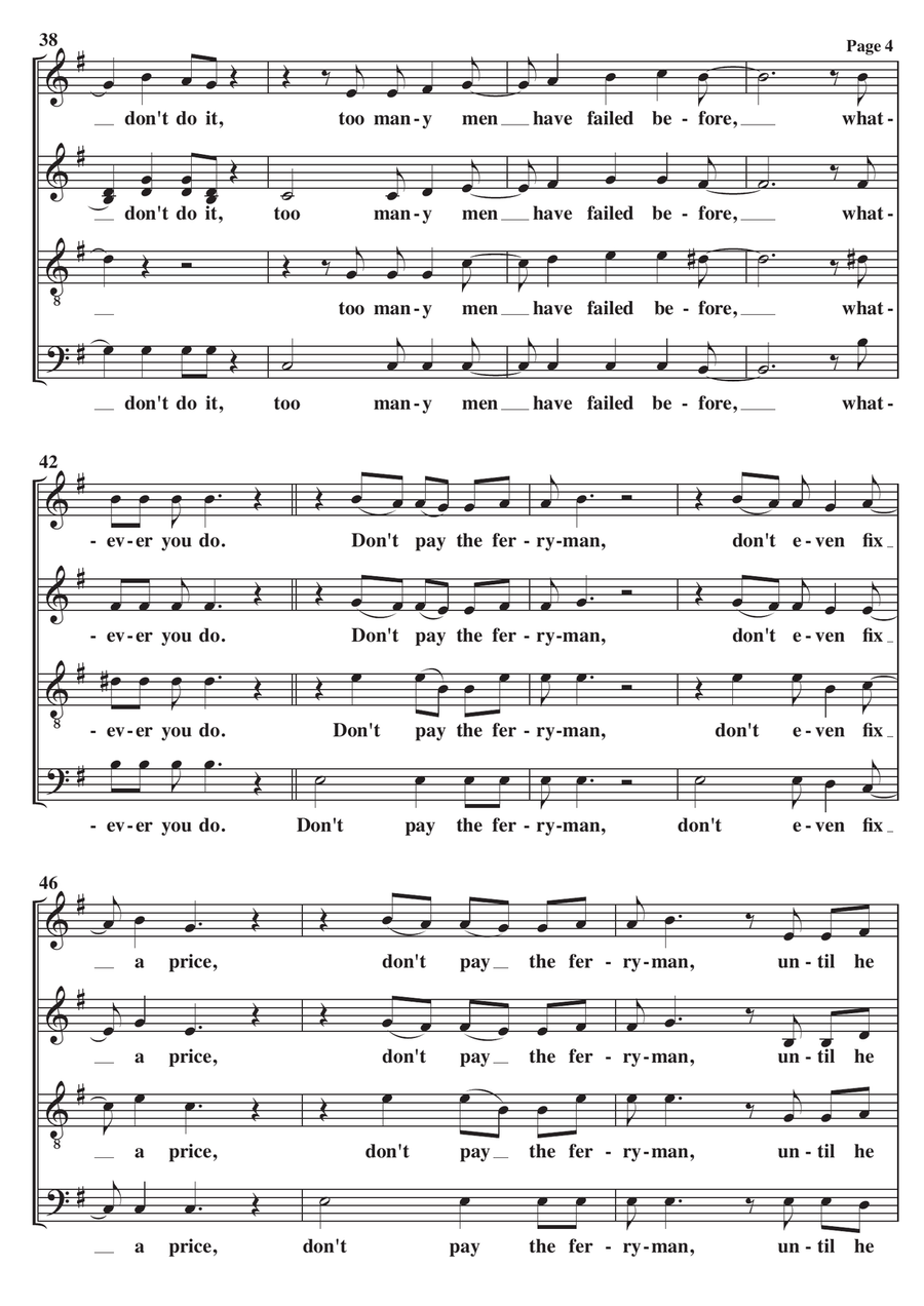 Don't Pay The Ferryman 4-Part scores gallery preview page 4