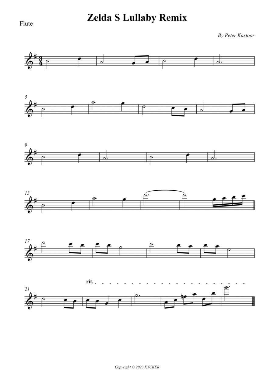 Zelda S Lullaby Remix Flute Solo scores gallery preview page 1