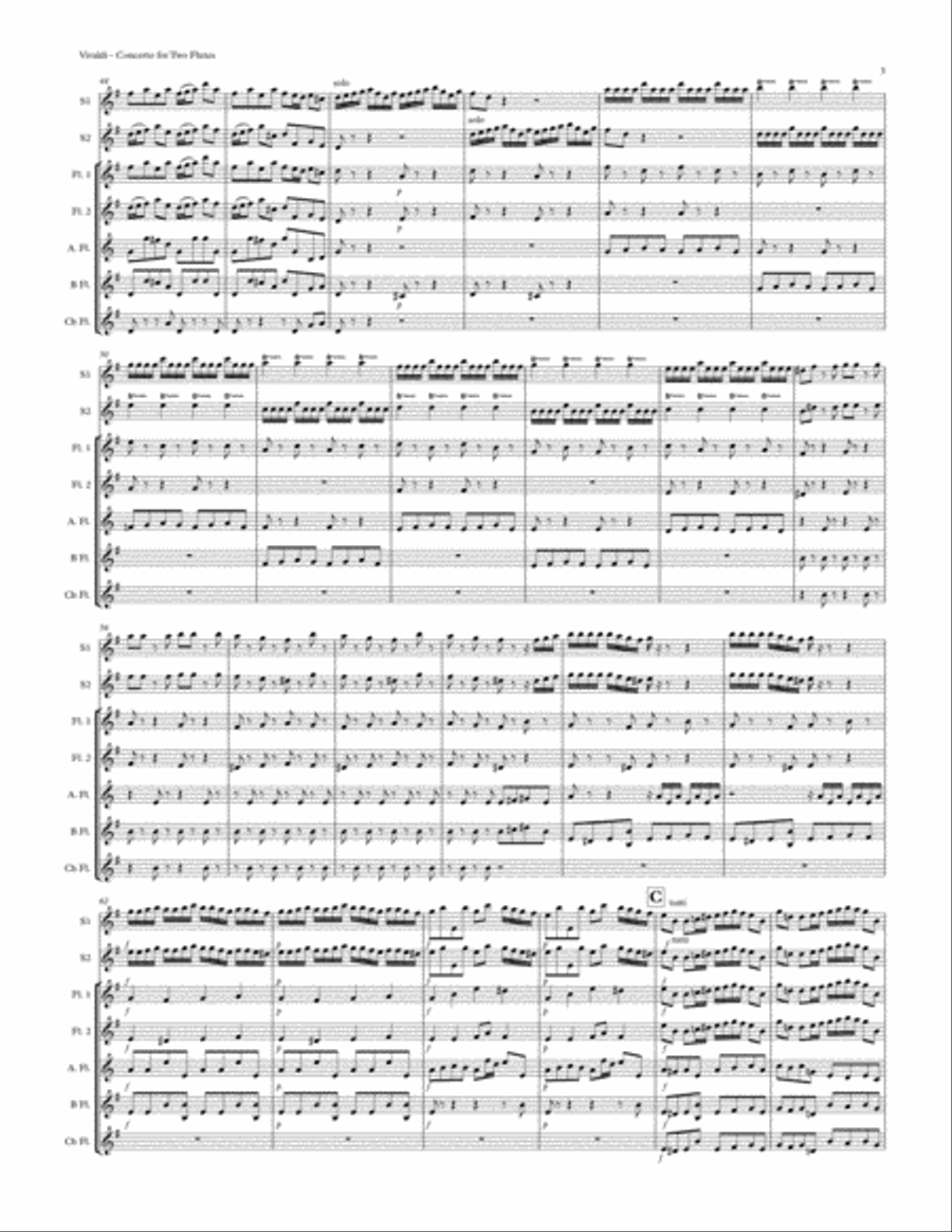 Concerto in G for 2 Flutes (RV 532) Flute Choir scores gallery preview page 4