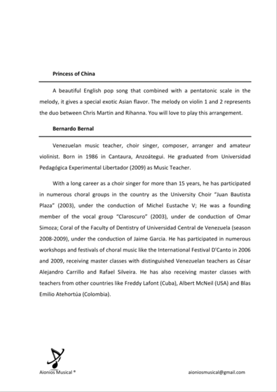 Princess Of China String Quartet scores gallery preview page 2