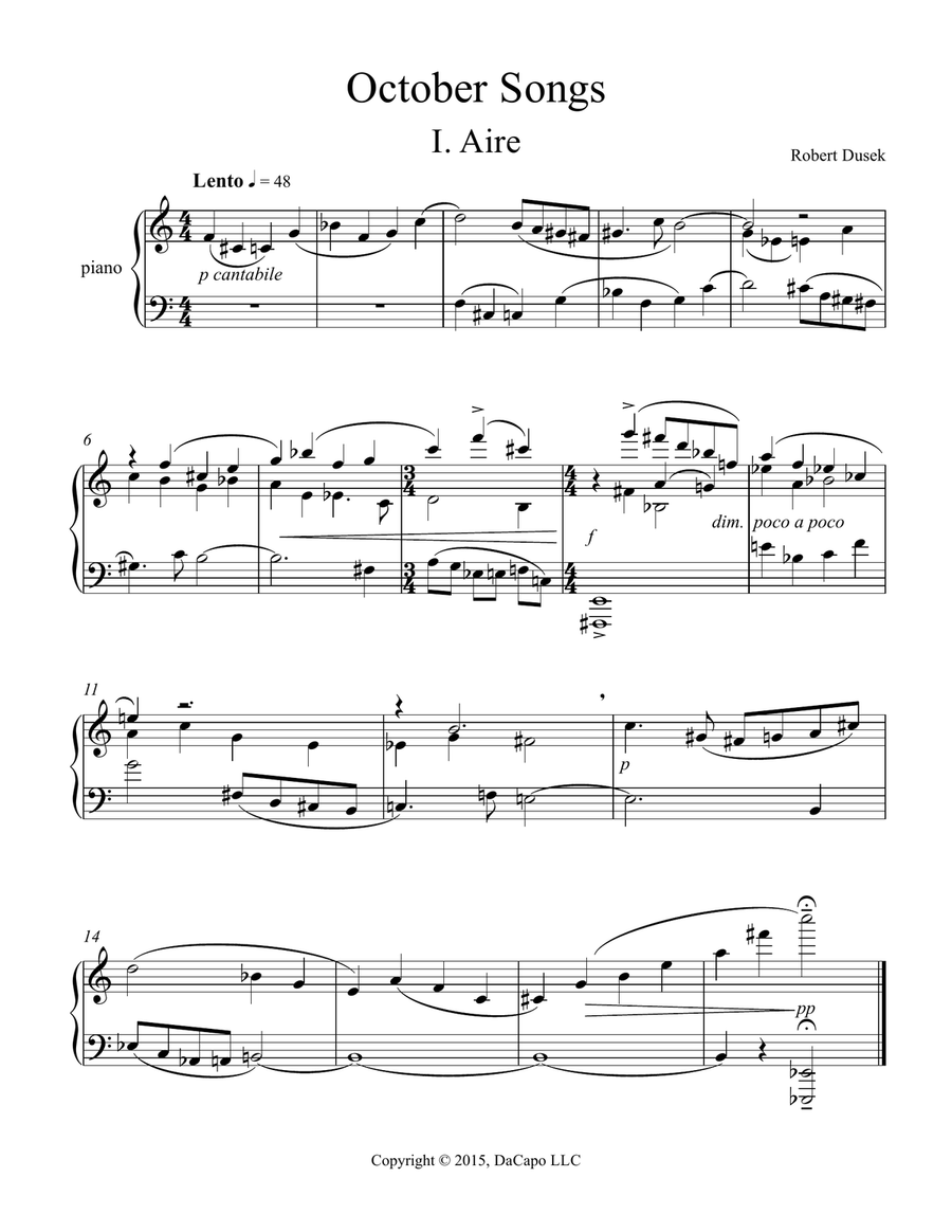 October Songs for solo piano Piano Solo scores gallery preview page 2