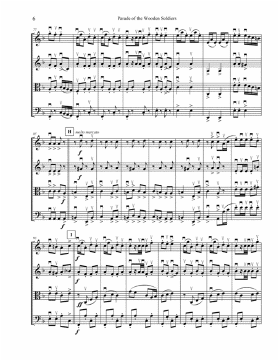 Parade of the Wooden Soldiers String Quartet scores gallery preview page 6