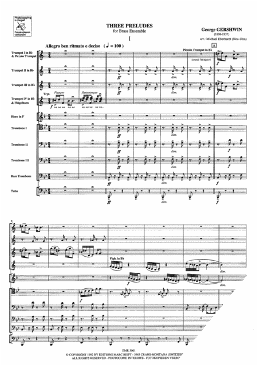 3 Preludes Brass Ensemble scores gallery preview page 4