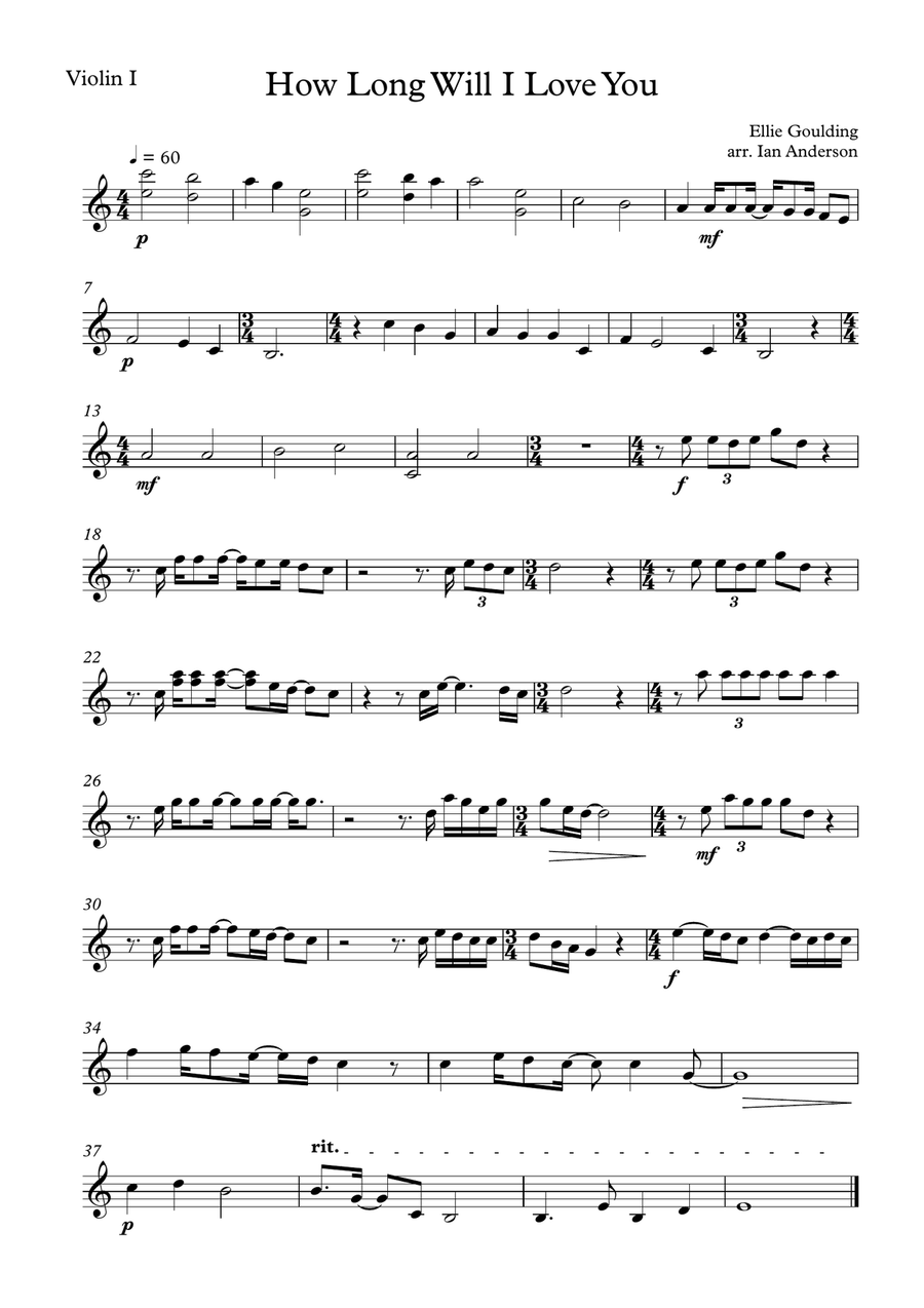 How Long Will I Love You String Quartet scores gallery preview page 5