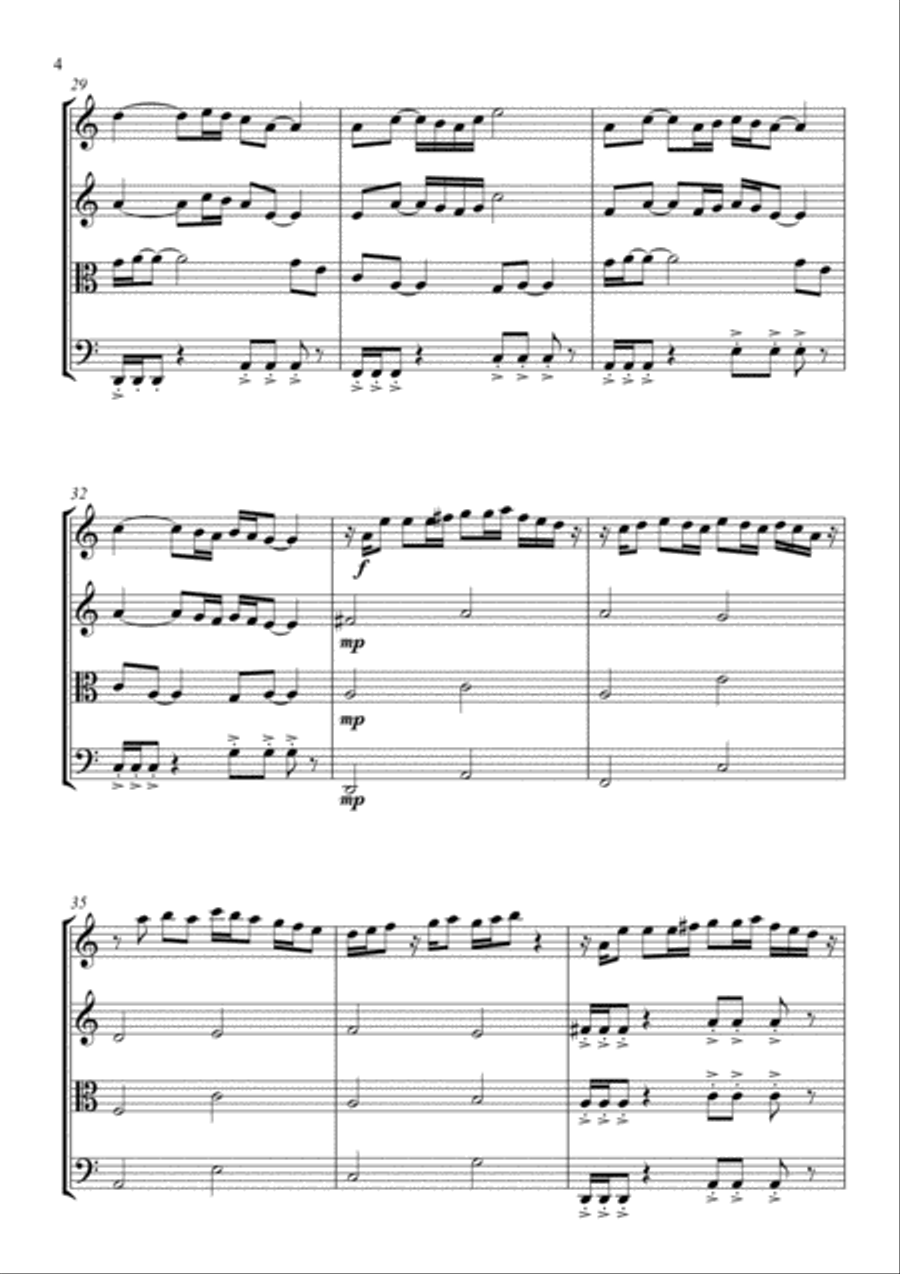 Canon in A minor String Quartet scores gallery preview page 4