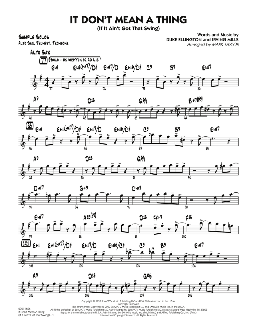 It Don't Mean a Thing (If It Ain't Got That Swing) - Sample Solo