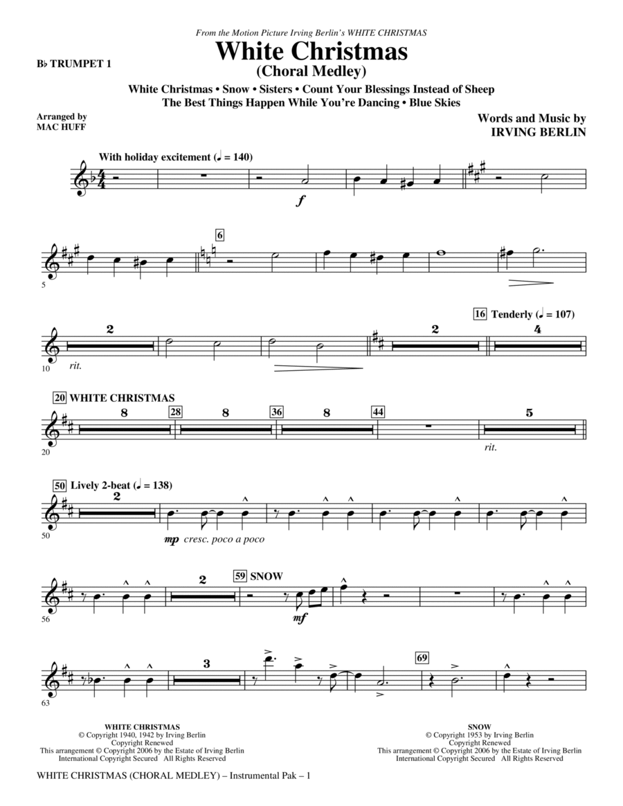 White Christmas (Choral Medley) - Bb Trumpet 1 Choir scores gallery preview page 1