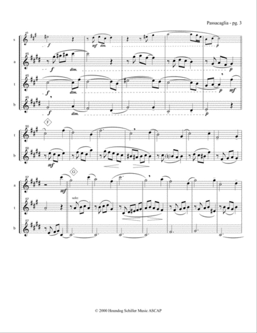 Passacaglia In E Minor For Saxophone Quartet Saxophone Quartet scores gallery preview page 3
