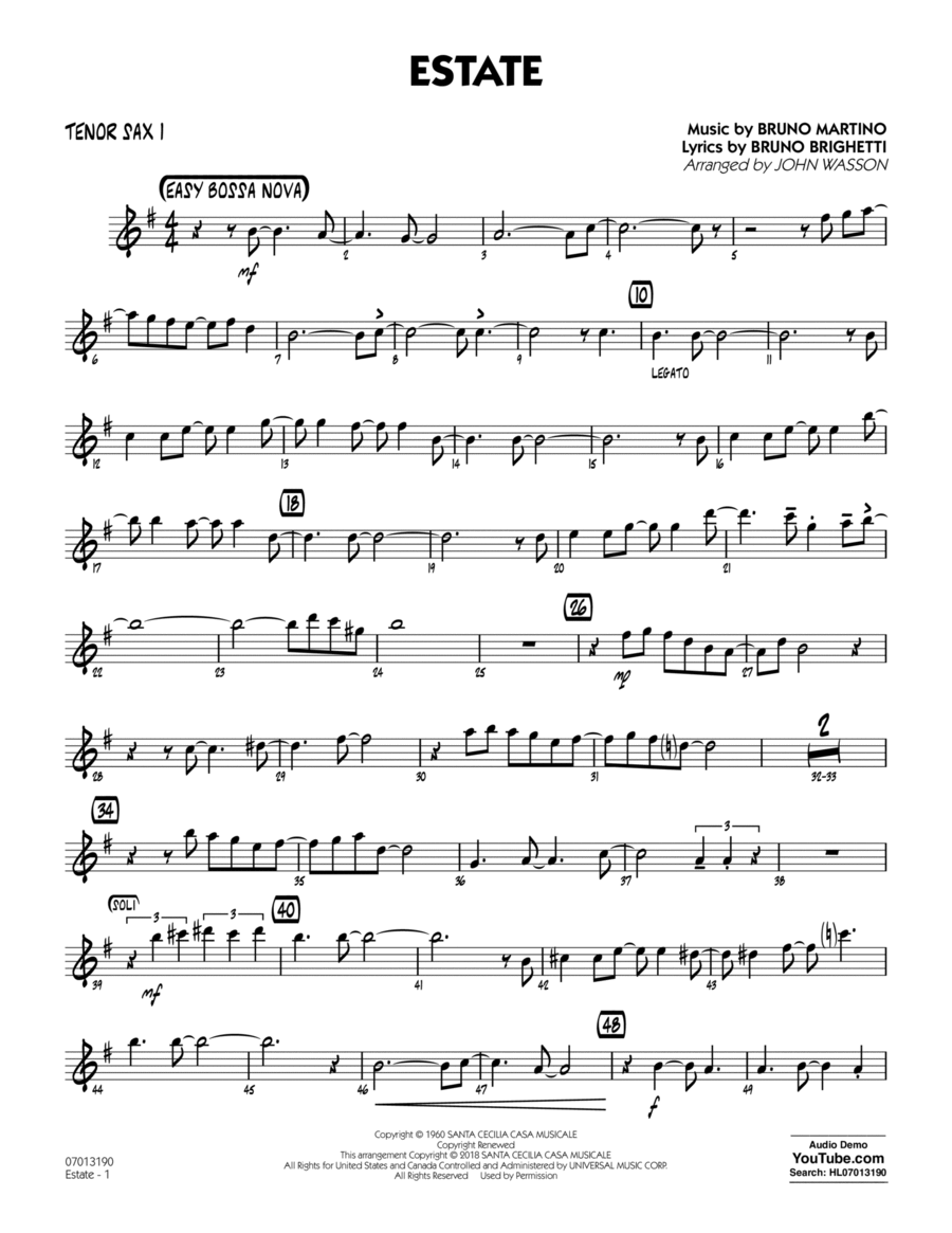 Estate - Tenor Sax 1