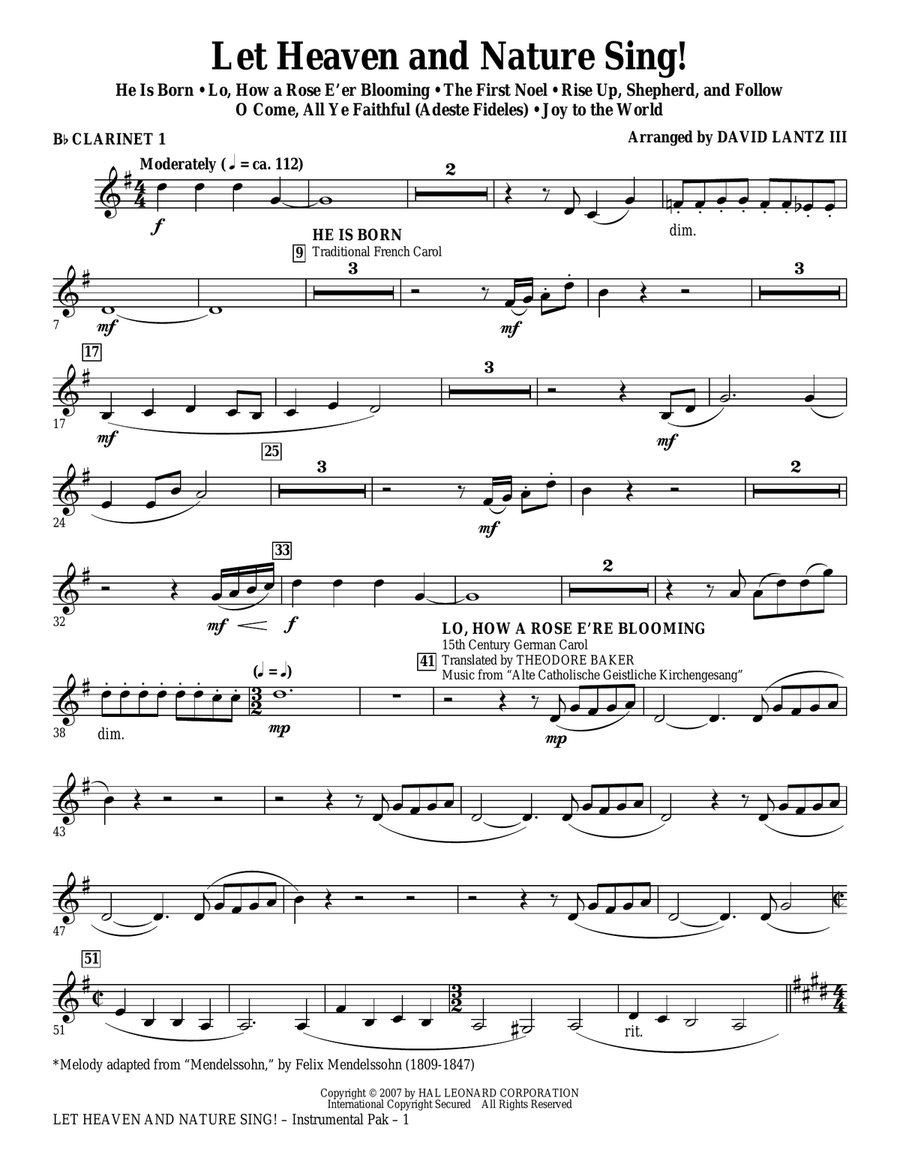 Let Heaven And Nature Sing! - Bb Clarinet 1 Choir scores gallery preview page 1