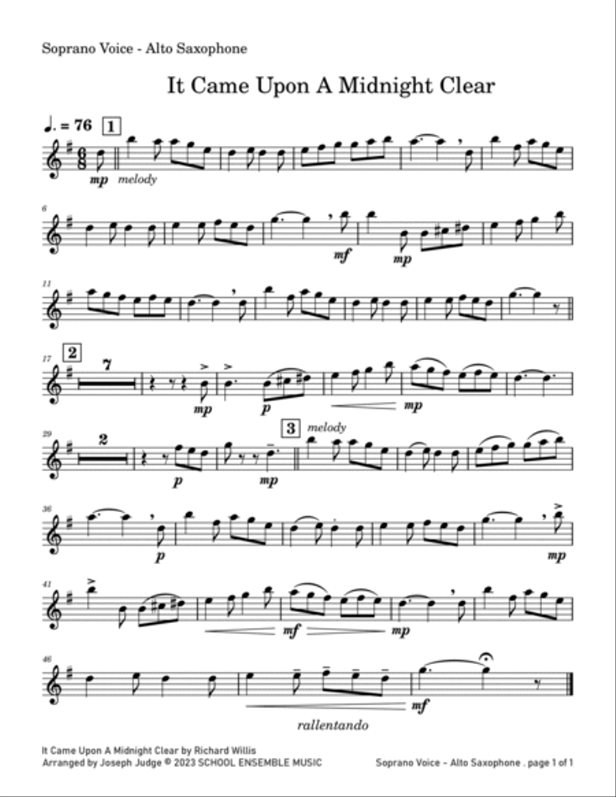 It Came Upon A Midnight Clear for Saxophone Quartet in Schools Saxophone Quartet scores gallery preview page 5