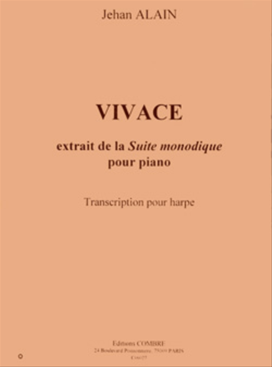 Vivace extr. de Suite monodique - transcription pour harpe Harp scores gallery preview page 1