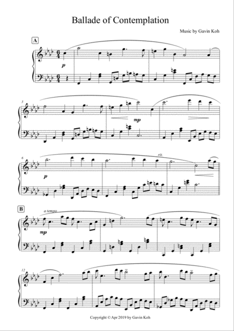 Ballade of Contemplation Ballade of Contemplation Piano Solo scores gallery preview page 2