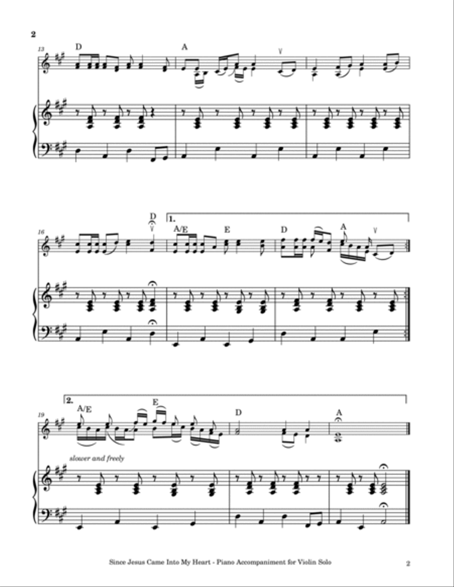 Since Jesus Came Into My Heart - Fiddle Solo with Piano Accompaniment and Guitar Chords Violin Solo scores gallery preview page 3