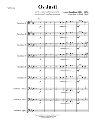 Os Justi for 8-part Trombone Ensemble