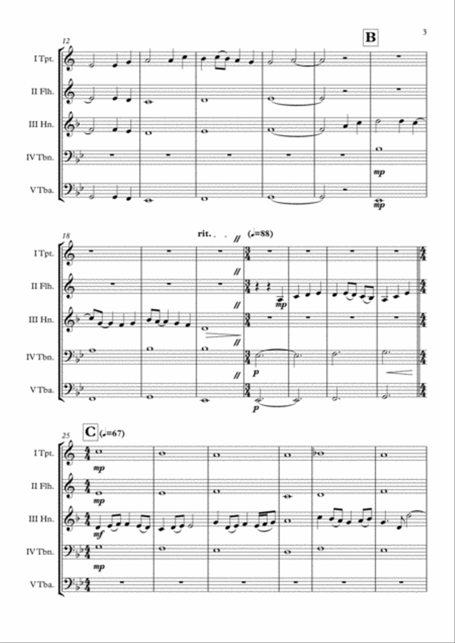 For The Love Of A Princess from the Twentieth Century Fox Motion Picture BRAVEHEART Brass Quintet scores gallery preview page 4