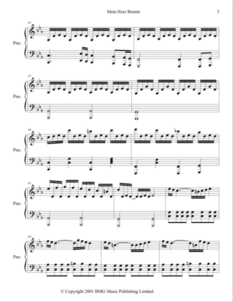 Mein Herz Brennt Piano Solo scores gallery preview page 3