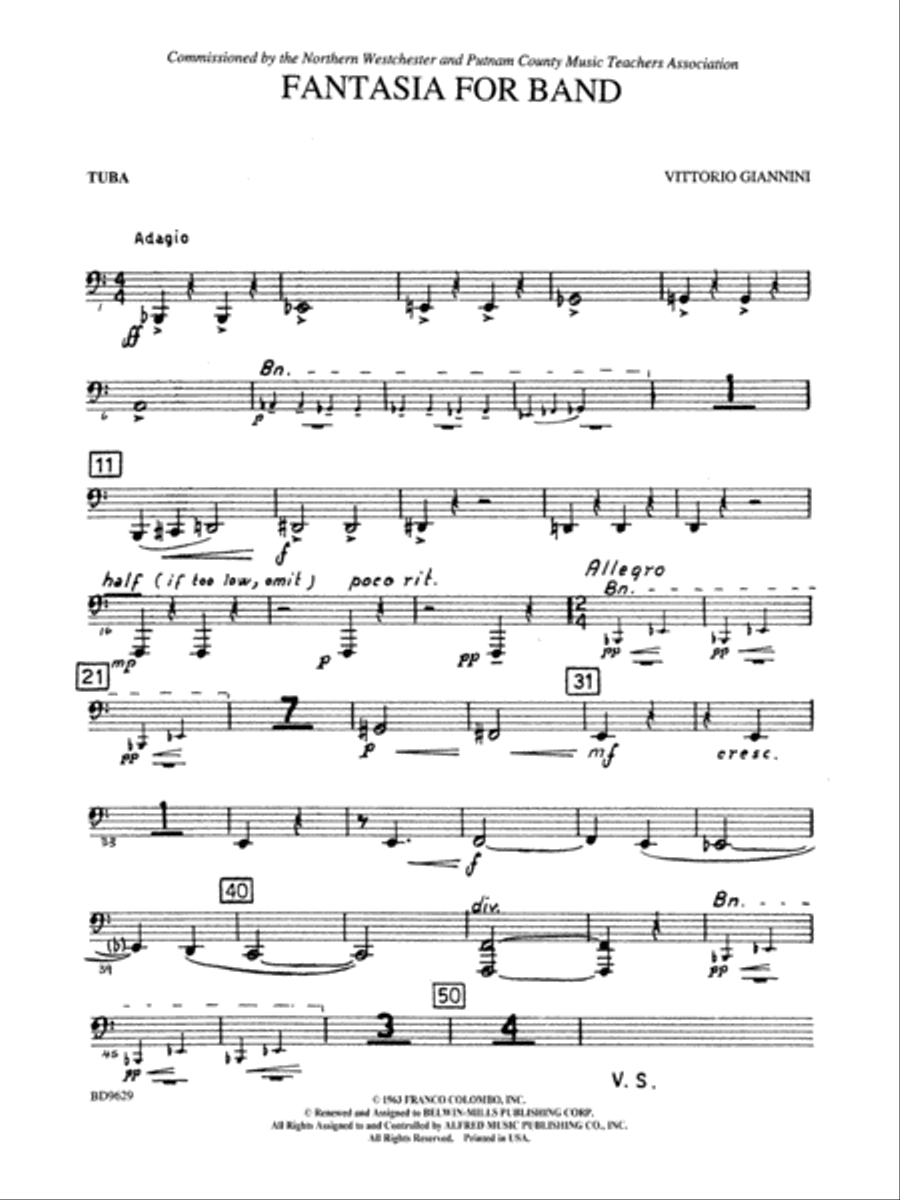 Fantasia for Band: Tuba Concert Band scores gallery preview page 1
