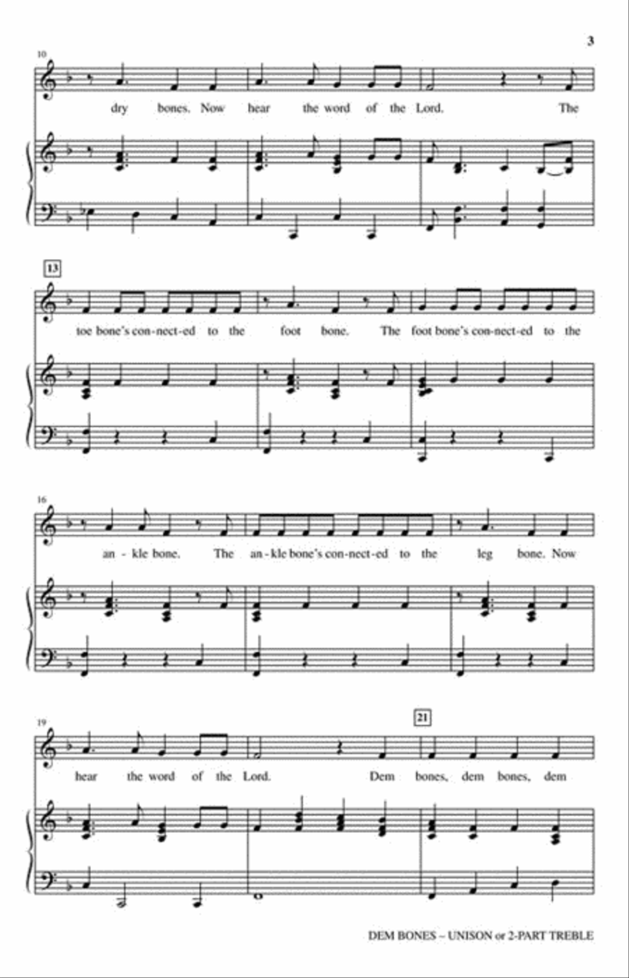 Dem Bones Unison Choir scores gallery preview page 3