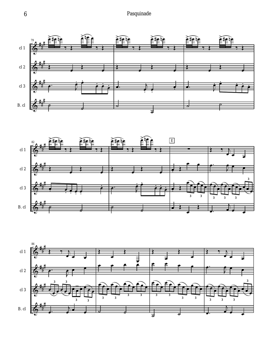 Pasquinade for Clarinet Quartet Clarinet Quartet scores gallery preview page 6