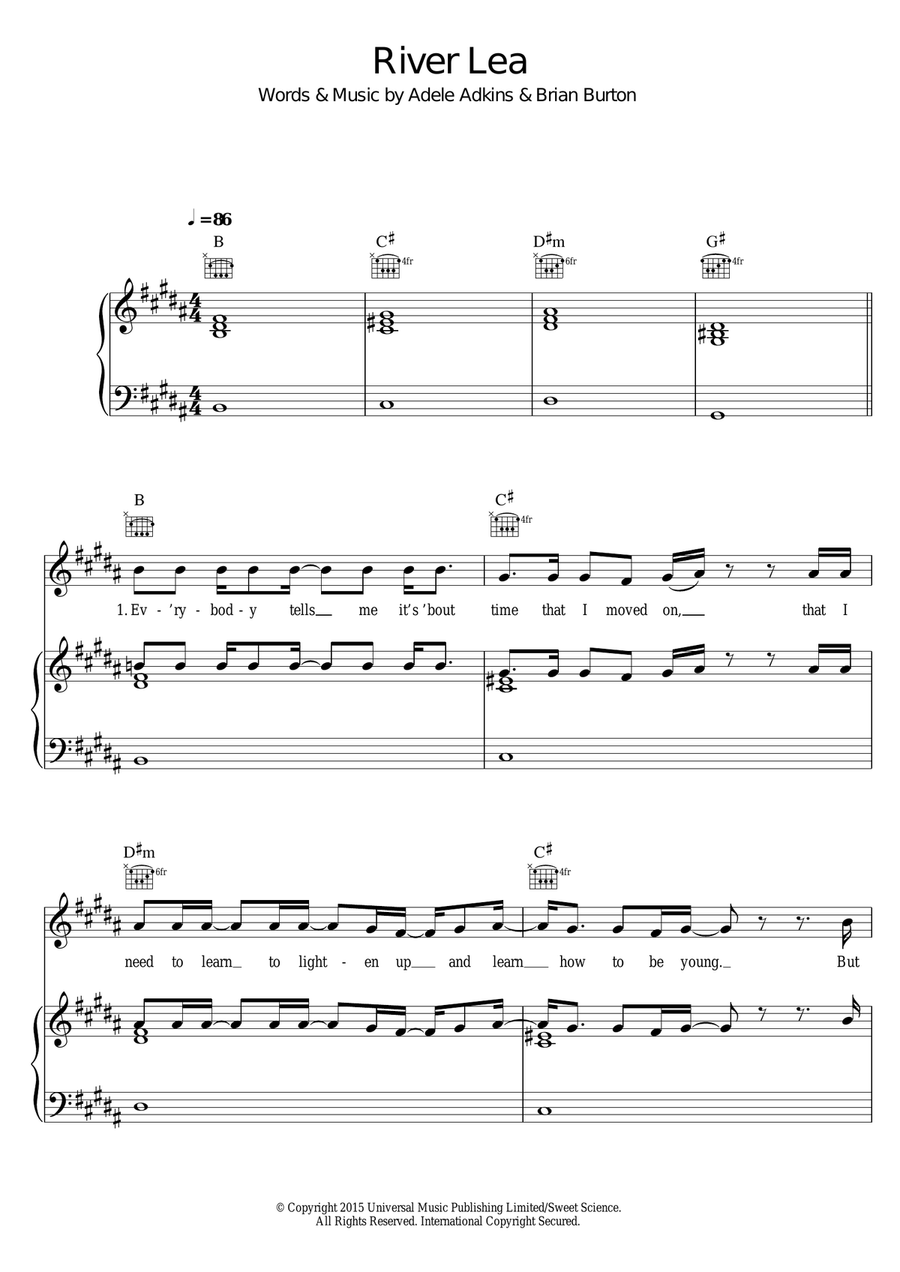 River Lea River Lea Piano, Vocal, Guitar scores gallery preview page 1