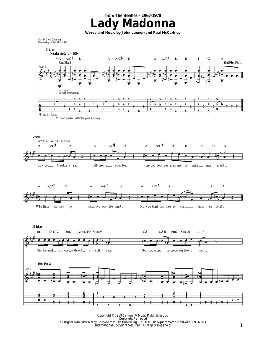 Lady Madonna Acoustic Guitar scores gallery preview page 1