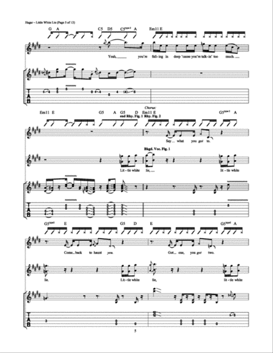 Little White Lie Little White Lie Electric Guitar scores gallery preview page 5