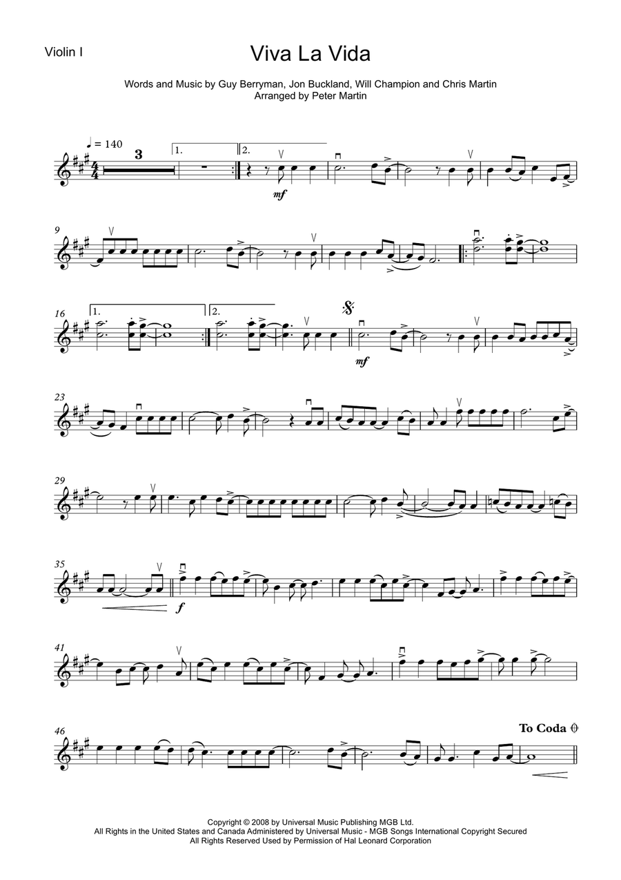 Viva La Vida String Quartet scores gallery preview page 6